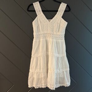 White Lace 100% Cotton Tiered Boho Sundress Made in India